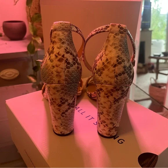 Call It Spring Snakeskin Block Heels - Picture 3 of 4